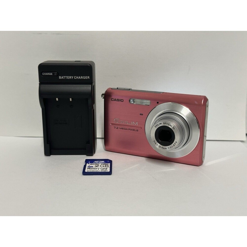 Casio Exilim EX-Z75 PINK Digital Camera Bundle w/ SD Memory Card TESTED WORKS